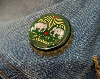 Insigne d'épingle de capsule de bouteille de bière Chang de Thaïlande recyclée