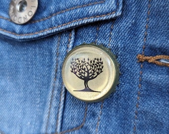 Badge Fever Tree pour capsule de bouteille - Bel arbre sur argent ou or