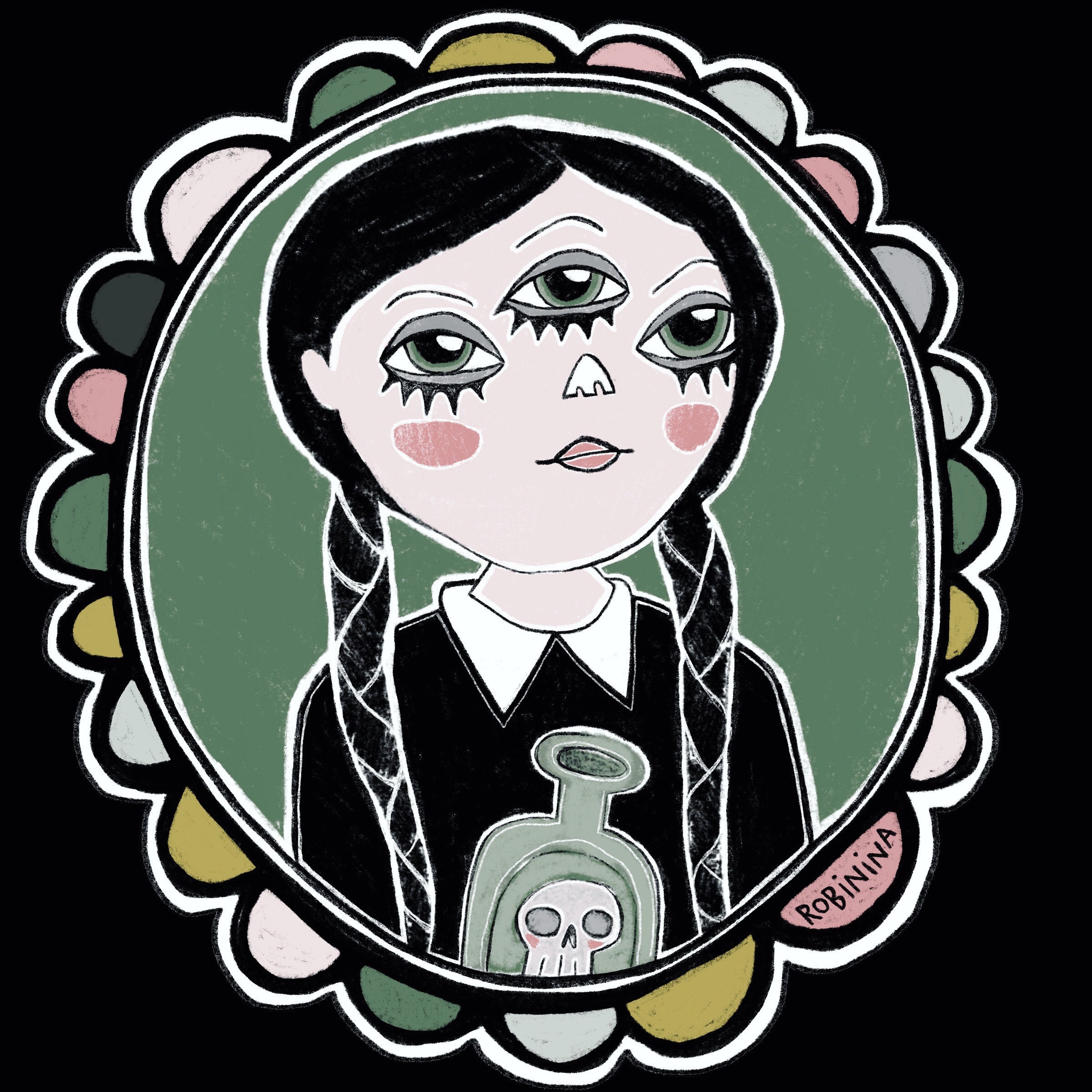 Wednesday Addams third eye sticker | Etsy