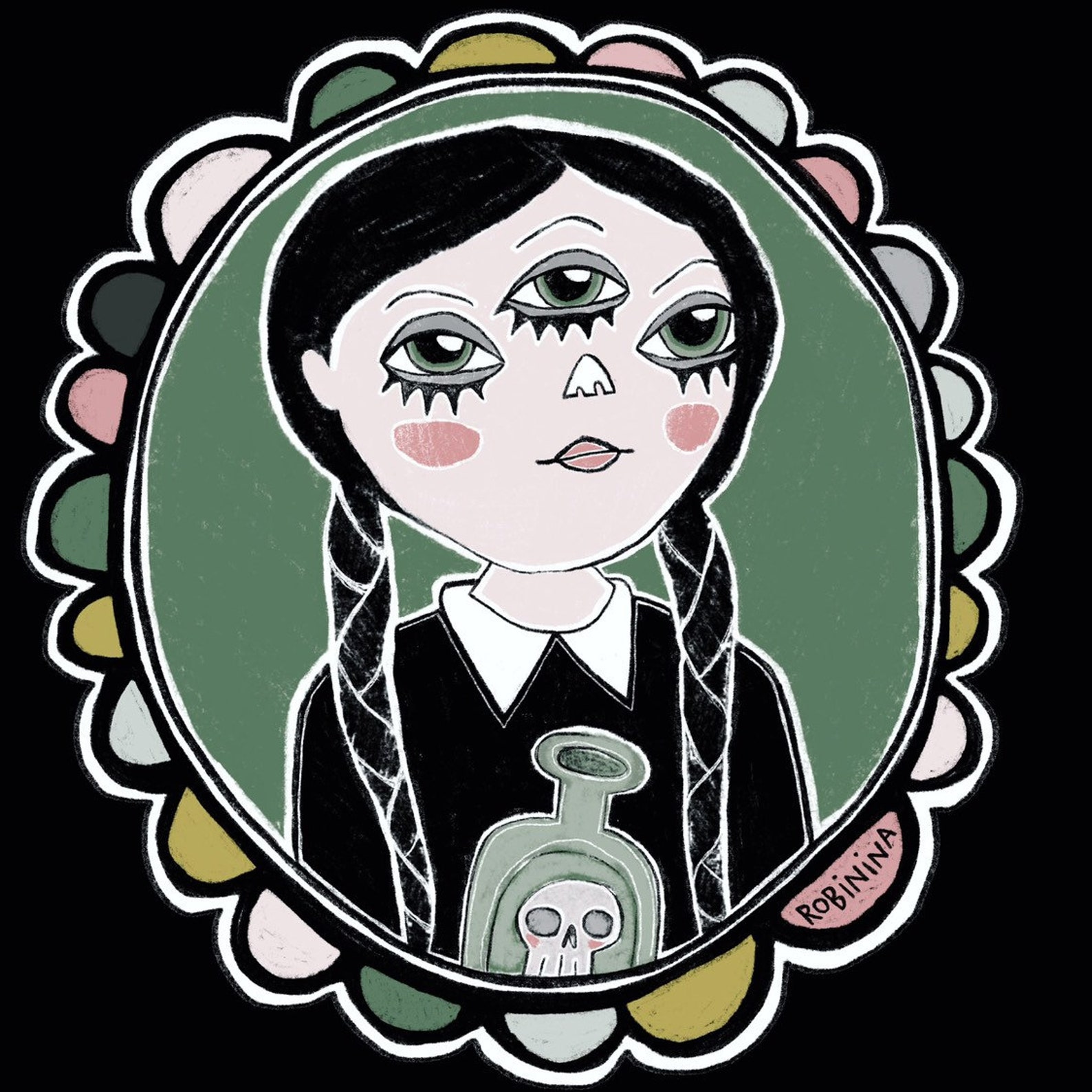 Wednesday Addams Addams Family poison bottle 8x8 print - Etsy Nederland
