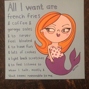 Perfectly reasonable list of wants 8x8 mermaid print image 2