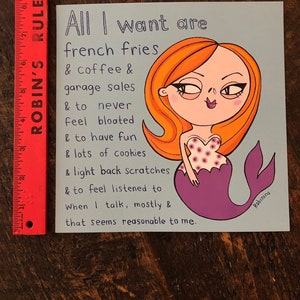 Perfectly reasonable list of wants 8x8 mermaid print image 3