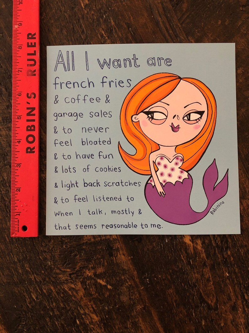 Perfectly reasonable list of wants 8x8 mermaid print image 3