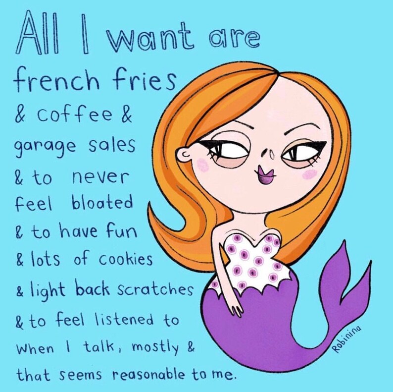 Perfectly reasonable list of wants 8x8 mermaid print image 1