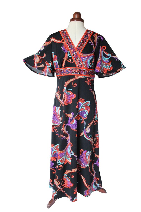 Ladies Vintage 1960s 1970s Hippy Boho Maxi Dress