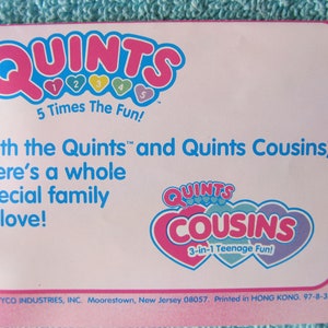Quints Dolls Package Insert/Pamphlet/Poster/Advertisement - Near Mint Condition