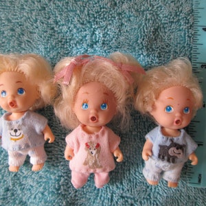 Quints Dolls - Tyco, Triplet Babies w/Platinum Hair, 1 Girl 2 Boys w/Hand-Sewn Puppy-Themed Outfits