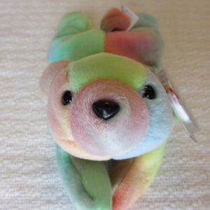 Ty Beanie Baby Bear Sammy - Tie-Dyed Neon Pastel - 1998/1999 - Perfect Condition, Easter Basket Idea