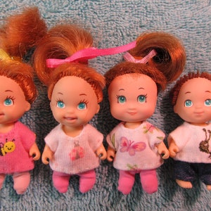 Quints Dolls - Tyco, Quadruplet Babies w/Red Auburn Ginger Hair, 3 Girls 1 Boy w/Hand-Sewn Garden Insect-Themed Outfits