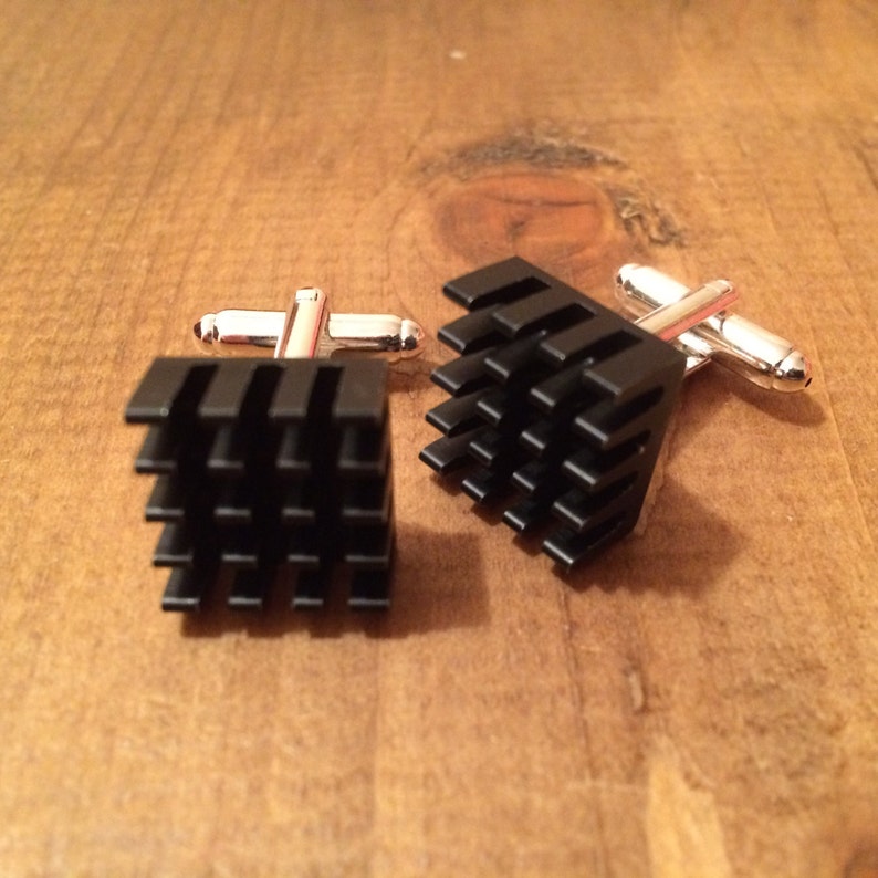 Aluminium Heatsink Cufflinks Raspberry Pi anodized