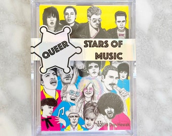 QUEER STARS of MUSIC! Hand-illustrated set of 40 trading cards - great for holiday gifting