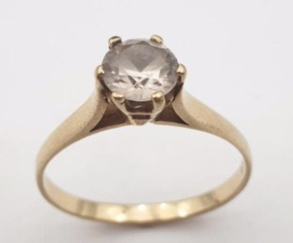 Brilliant Cut Topaz 9ct Yellow Gold Solitaire Ring - image 1