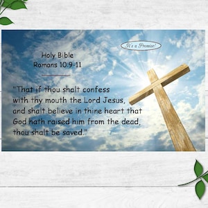 Bible Scripture Cards, Salvation Scriptures, Christian Literature, Bible Study, Romans 10:9, God&#39;s Promises, 3.5x2&quot;, 10 Cards