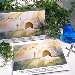 Easter Postcard, Easter Scripture Postcard, What a Glorious Morning, Matthew 28:5-6 Bible Verse, Blank Backside, 4"x6", Bulk Pack 20 Cards
