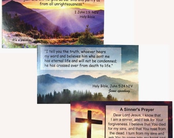 Scripture Cards, Salvation Scripture Card, A Sinner's Prayer, Pocket, Bible Verses, Variety Pack, 75 Cards