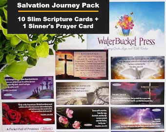 Salvation Scripture Cards, Sinner's Prayer, Bible Verses, Variety Pack, 11 Cards
