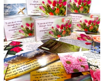 Encouragement Scripture Cards, Pocket Size, Variety Pack, 31 pcs + Card Holder