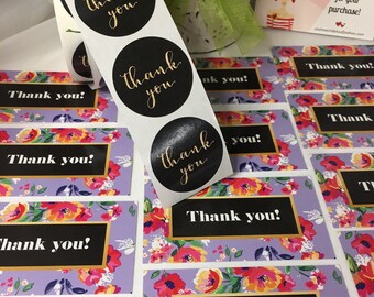 Cartes de remerciement - Autocollants de remerciement, petites cartes de remerciement, cartes de remerciement florales, ensembles
