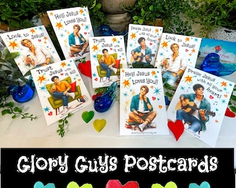 Encouragement Cards, Boys, Men, Christian Postcards, Glory Guys for Jesus! (8 pcs)