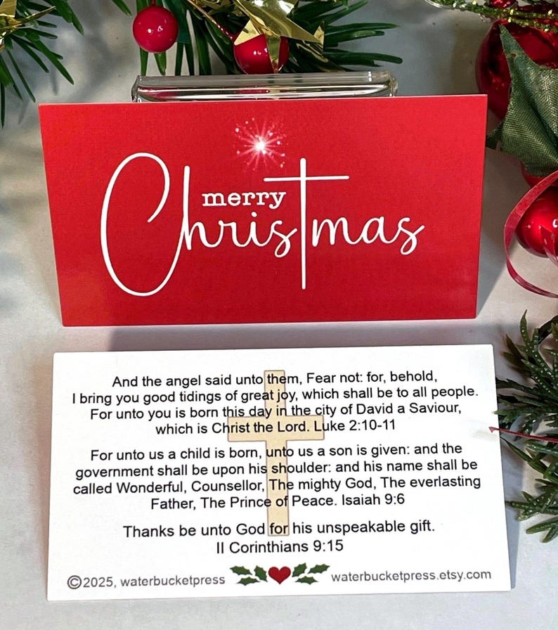 Cartes bibliques de Noël, encarts inspirants pour les fêtes (format de poche de 25 pièces 3,5 x 2 po.) image 1