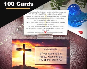 Salvation Scripture Cards, Pocket Cards, Evangelism Tracts, Christian Cards, 100 Cards, 3.5x2", All Same Design