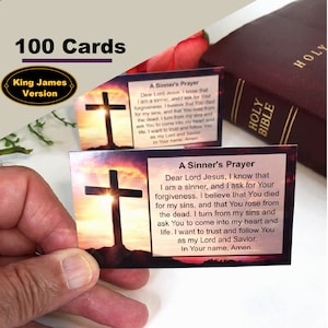 A Sinner&#39;s Prayer Scripture Cards, Salvation, Bible Verses, God&#39;s Love, 100 Cards, New Revision with King James Translation