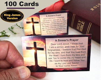A Sinner's Prayer Scripture Cards, Salvation, Bible Verses, God's Love, 100 Cards, New Revision with King James Translation