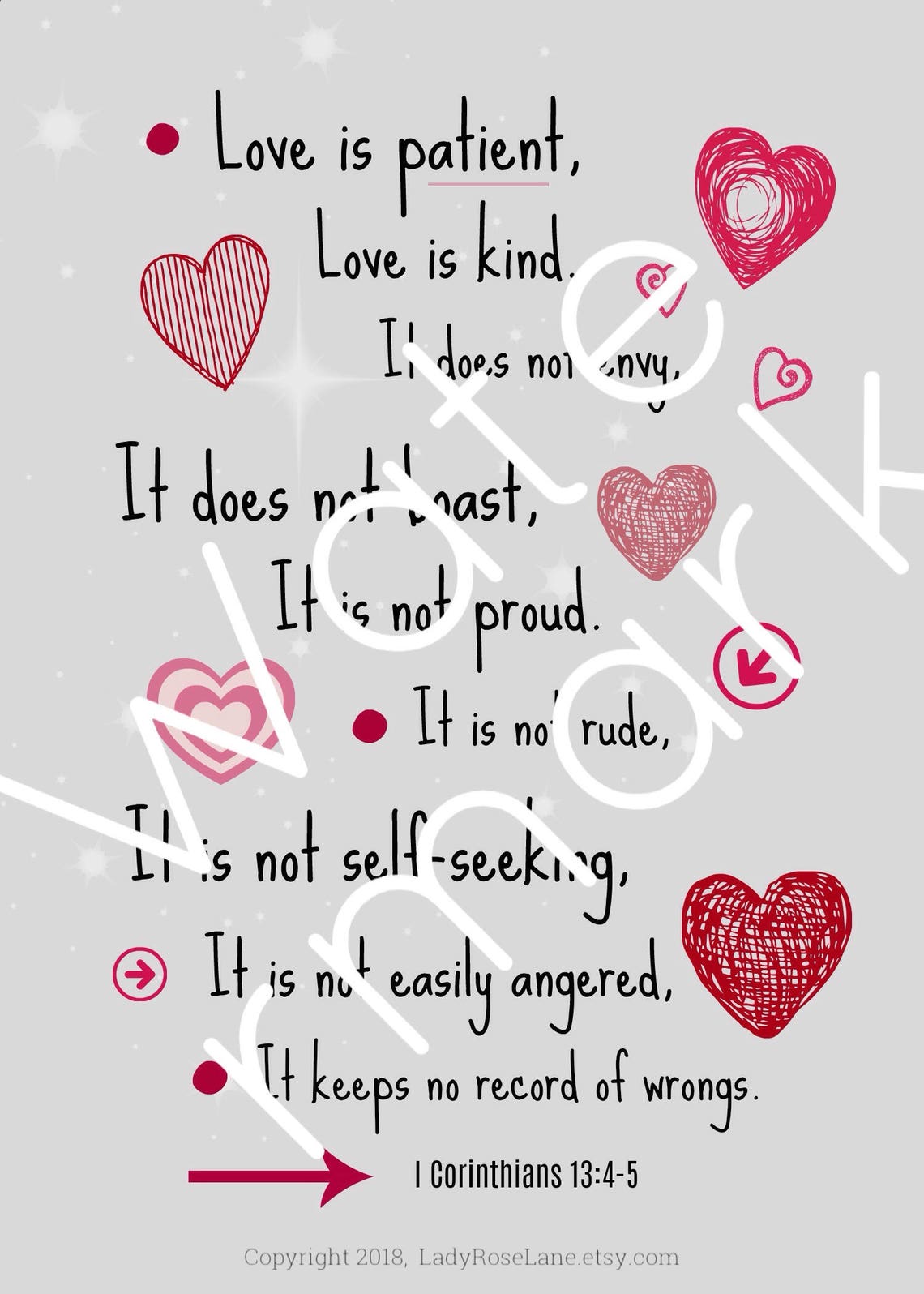 Love is Patient Bible Verse Print, I Corinthians 13, Christian Wall Art ...