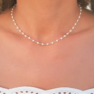 Pearl Rosary Beaded Necklace Dainty Necklaces For Women Etsy