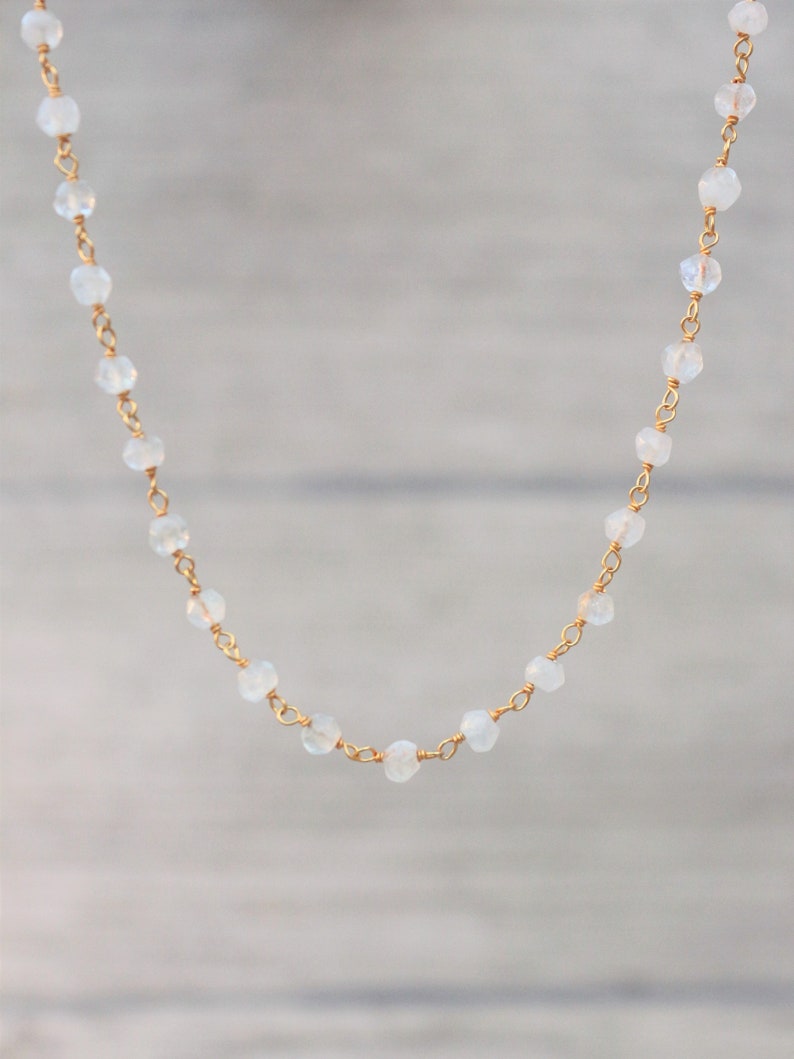 Moonstone Rosary Beaded Necklace Dainty Necklaces for Women Etsy