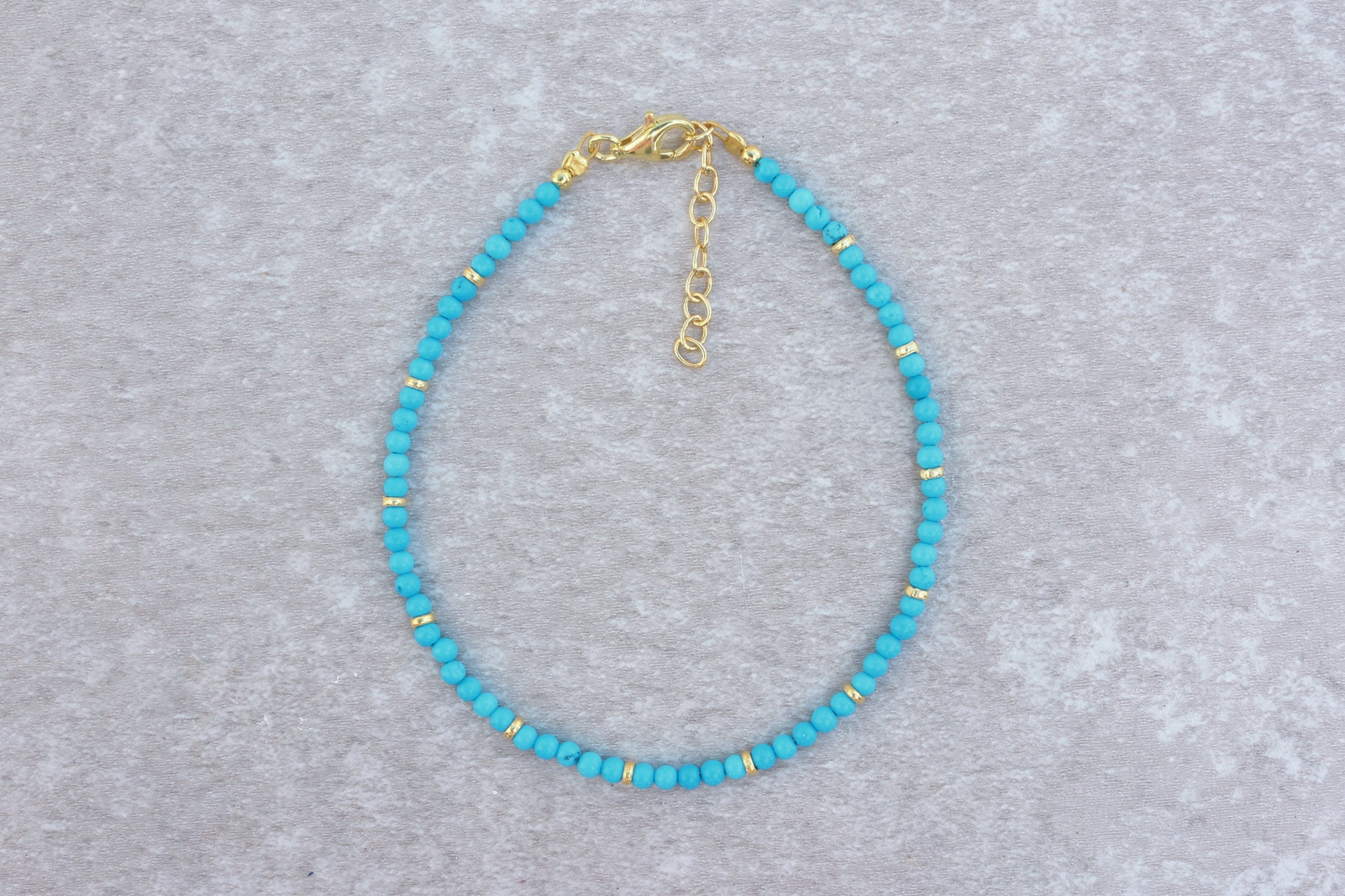 Dainty Turquoise Gold Beaded Bracelet for Women Sterling | Etsy