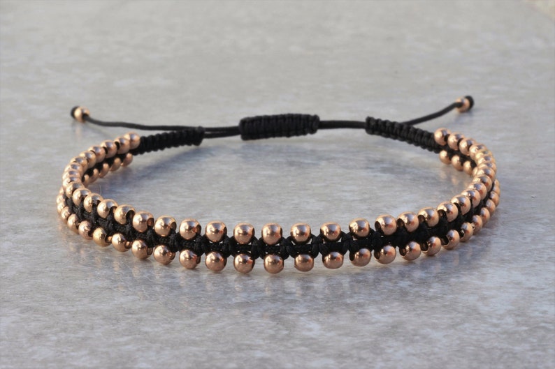 Dainty Rose Gold Beaded Bracelet for Women Handmade Etsy