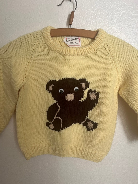 Vintage Teddy Bear Embroidered Childrens Sweater