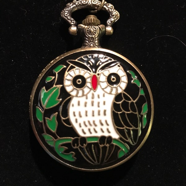 Owl Design Bronze Custom Fashion Pillbox Medicine Tablet Holder Case for Pocket or Purse Necklace included, a belt clip chain is extra.