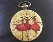 Ballerinas, Custom Painting Fashion Pillbox Medicine Tablet Holder for Pocket or Purse comes with necklace or belt clip chain