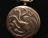 3 Headed Dragon, Custom Design Pillbox Medicine Tablet Holder for Pocket or Purse Necklace included, Belt clip chain is extra