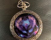 Black Eagle, Custom Silver Fashion Pill Box Medicine Tablet Holder for Pocket or Purse, comes with necklace, belt clip chain is extra