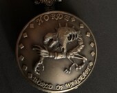 Horde, World of Warcraft Bronze Custom Pillbox Medicine Tablet Holder for Pocket or Purse comes with necklace, belt clip chain is extra