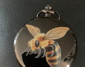 Bumble Bee, Custom Fashion Pill Box Medicine Tablet Holder for Pocket or Purse, comes with necklace or belt clip