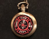 Fire Dept. Bronze Custom Fashion Pillbox Medicine Tablet Holder Organizer Case for Pocket or Purse comes with necklace (medium)