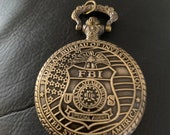 FBI special Agent, Custom Pill Box Medicine Tablet Holder for Pocket or Purse, Necklace included, Belt clip chain is extra