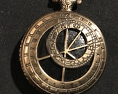 Dr Who Time Space Bronze Custom Pill Box Medicine Tablet Holder Case for Pocket or Purse, comes with necklace, belt clip chain is extra