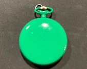 Green Pill Box Medicine Tablet Holder case for Pocket or Purse, comes with necklace, belt clip chain is extra