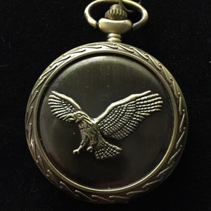 Eagle in Flight, Chrome Custom Pill Box Medicine Tablet Holder case for Pocket or Purse comes with necklace, belt clip chain is extra