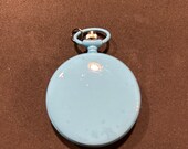 Blue Pill Box Medicine Tablet Holder case for Pocket or Purse, comes with necklace, belt clip chain is extra