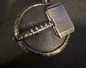 Thors Hammer Design, Custom Fashion Pill Box Medicine Tablet Holder for Pocket or Purse, comes with necklace or belt clip chain