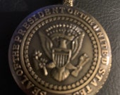 Seal of the President of the United States, Pill Box Medicine Tablet Holder for Pocket or Purse, necklace included Belt clip chain is extra