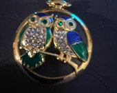 Old Fashioned Night Owls Pill Box Medicine Tablet Holder for Pocket or Purse, comes with necklace belt clip chain is extra