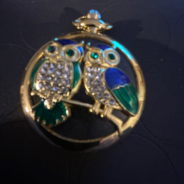 Old Fashioned Night Owls Pill Box Medicine Tablet Holder for Pocket or Purse, comes with necklace belt clip chain is extra