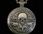 2nd Amendment design Custom Pill Box Medicine Tablet Holder for Pocket or Purse, Necklace included, Belt clip chain is extra